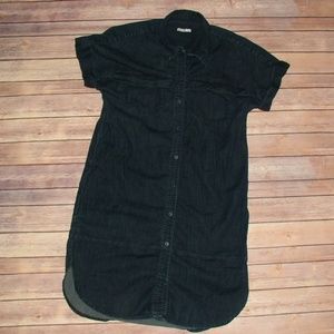 Gap 1969 Platform Denim Shirt Dress Dark Wash L